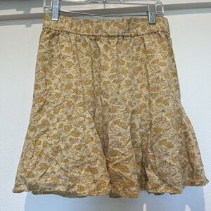 Madewell Women's Mini Skirt XS Yellow Floral Piccola Elastic Waist Twirl